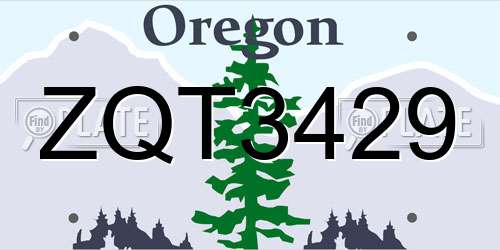 ZQT3429 Oregon License Plate