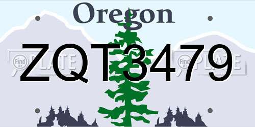 ZQT3479 Oregon License Plate