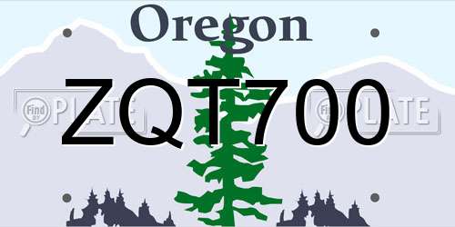 ZQT700 Oregon License Plate