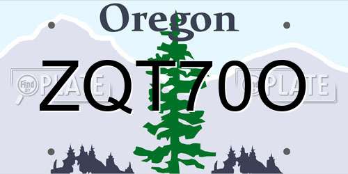 ZQT70O Oregon License Plate