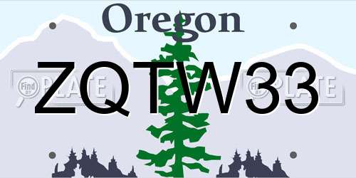 ZQTW33 Oregon License Plate