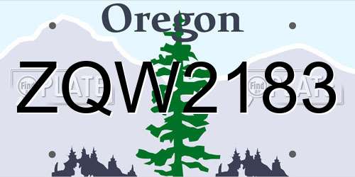 ZQW2183 Oregon License Plate