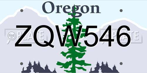 ZQW546 Oregon License Plate