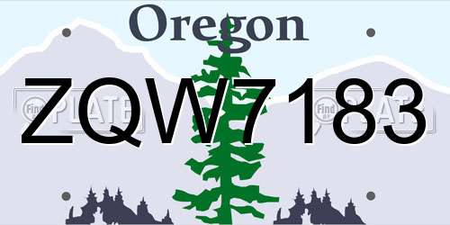 ZQW7183 Oregon License Plate