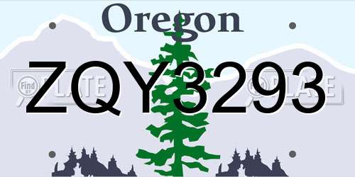 ZQY3293 Oregon License Plate