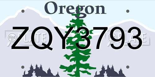ZQY3793 Oregon License Plate