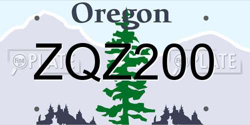 ZQZ200 Oregon License Plate