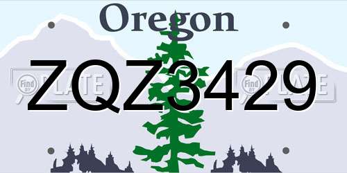 ZQZ3429 Oregon License Plate