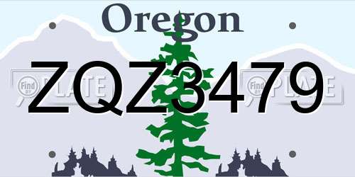 ZQZ3479 Oregon License Plate