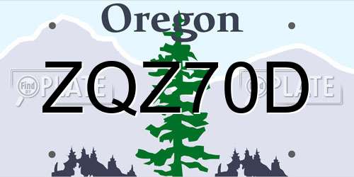 ZQZ70D Oregon License Plate