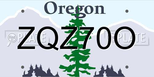 ZQZ70O Oregon License Plate