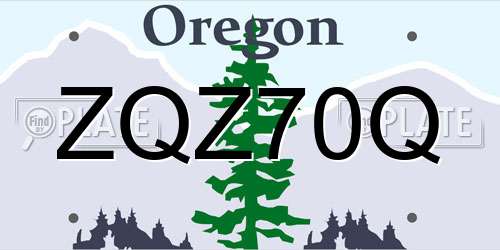 ZQZ70Q Oregon License Plate