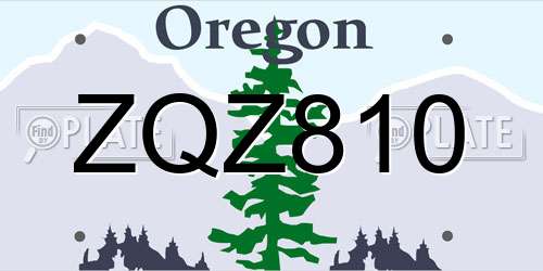 ZQZ810 Oregon License Plate