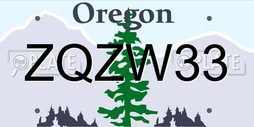 ZQZW33 Oregon License Plate