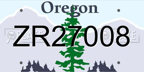 ZR27008 Oregon License Plate