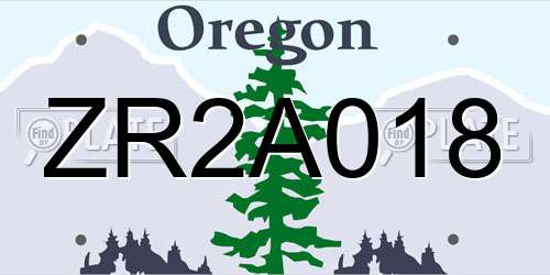 ZR2A018 Oregon License Plate