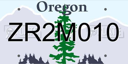 ZR2M010 Oregon License Plate
