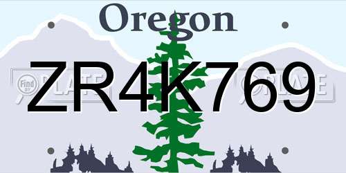 ZR4K769 Oregon License Plate