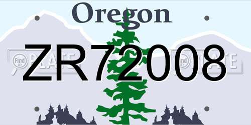 ZR72008 Oregon License Plate