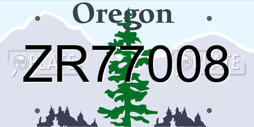 ZR77008 Oregon License Plate