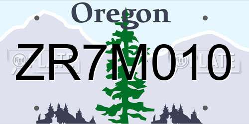 ZR7M010 Oregon License Plate