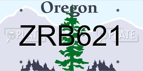 ZRB621 Oregon License Plate