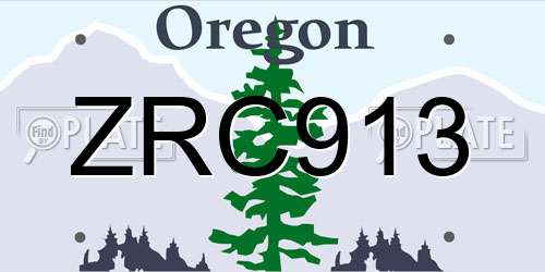 ZRC913 Oregon License Plate