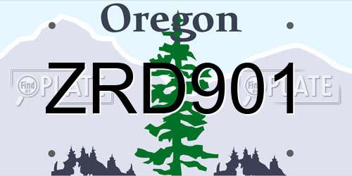 ZRD901 Oregon License Plate
