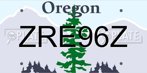 ZRE96Z Oregon License Plate