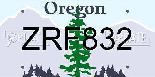 ZRF832 Oregon License Plate