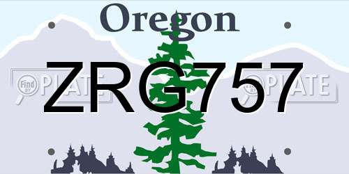 ZRG757 Oregon License Plate