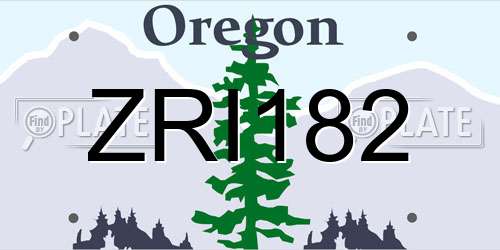 ZRI182 Oregon License Plate