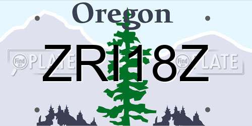 ZRI18Z Oregon License Plate