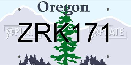 ZRK171 Oregon License Plate