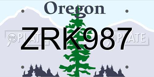 ZRK987 Oregon License Plate
