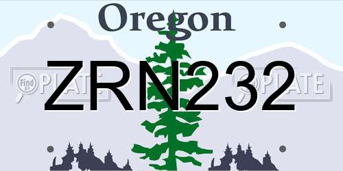 ZRN232 Oregon License Plate