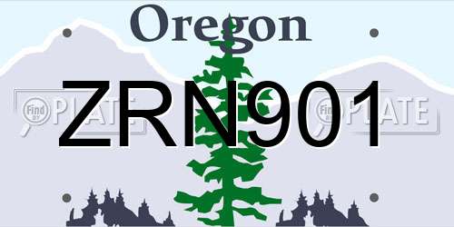 ZRN901 Oregon License Plate