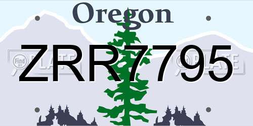 ZRR7795 Oregon License Plate