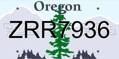 ZRR7936 Oregon License Plate