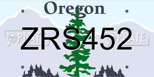 ZRS452 Oregon License Plate