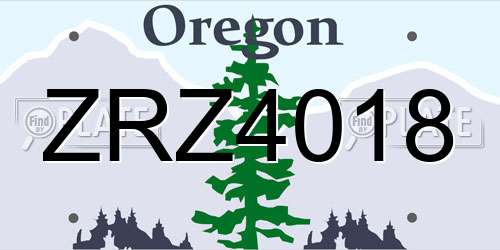 ZRZ4018 Oregon License Plate