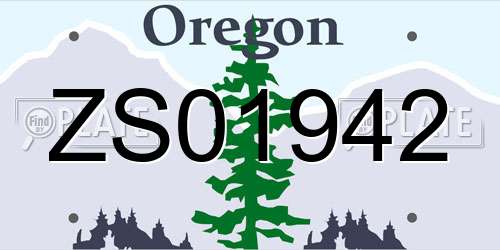 ZS01942 Oregon License Plate