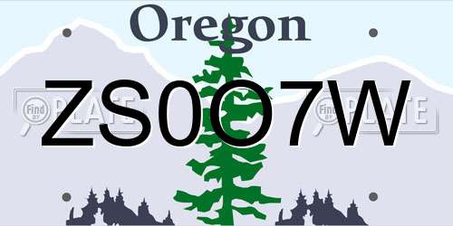 ZS0O7W Oregon License Plate