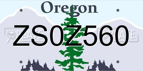 ZS0Z560 Oregon License Plate