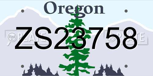 ZS23758 Oregon License Plate