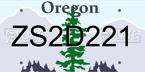 ZS2D221 Oregon License Plate