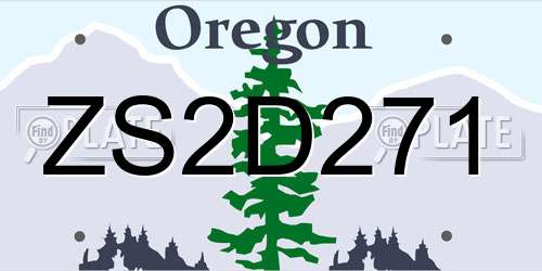 ZS2D271 Oregon License Plate