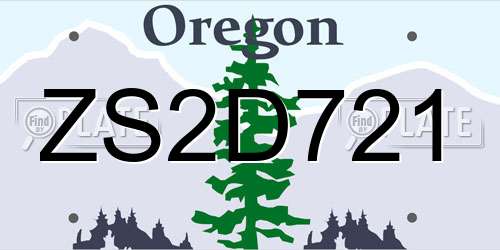 ZS2D721 Oregon License Plate