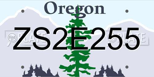 ZS2E255 Oregon License Plate