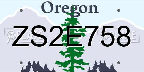 ZS2E758 Oregon License Plate